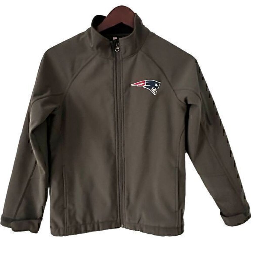 NFL Youth Dark Grey Polyester Fleece Lined NE Patriots Zip Up Jacket Size S - 8